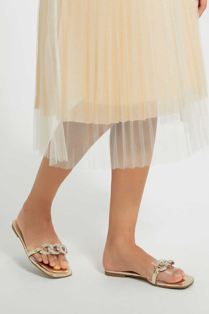 Clear Mule With Golden Chain