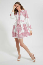 Load image into Gallery viewer, Ivory And Pink Belted Dress