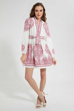 Load image into Gallery viewer, Ivory And Pink Belted Dress