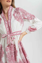 Load image into Gallery viewer, Ivory And Pink Belted Dress