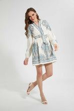 Load image into Gallery viewer, Ivory And Green Belted Dress