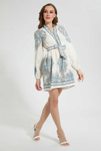 Load image into Gallery viewer, Ivory And Green Belted Dress