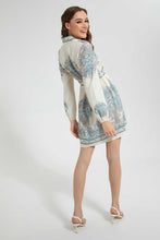 Load image into Gallery viewer, Ivory And Green Belted Dress