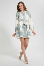 Load image into Gallery viewer, Ivory And Green Belted Dress