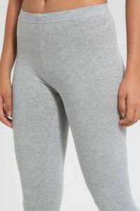 Redtag-Grey-Mélange-Leggings-(Pack-Of-2)-Leggings-Women's-