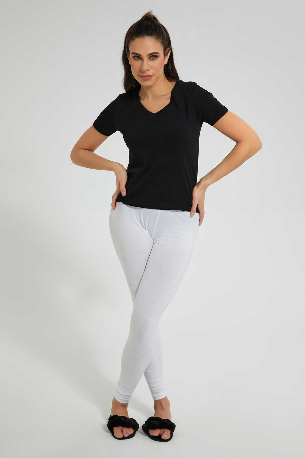 Redtag-White-Leggings-Full-Length-&-Capri-(Pack-Of-2)-Leggings-Women's-