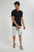 Load image into Gallery viewer, Redtag-Black-V-Neck-Basic-T-Shirt-V-Neck-Tees-Men&#39;s-
