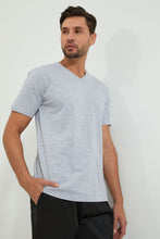 Load image into Gallery viewer, Grey Plain V-Neck T-Shirt - REDTAG
