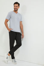 Load image into Gallery viewer, Grey Plain V-Neck T-Shirt - REDTAG
