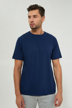 Load image into Gallery viewer, Navy Plain Crew Neck T-Shirt - REDTAG

