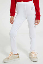 تنزيل الصورة على معرض الصور، Redtag-White-Star-Embellished-Legging-Leggings-Girls-2 to 8 Years
