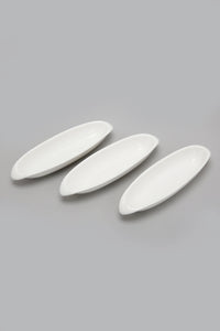 White Porcelain Oval Plate (3 Piece Set)