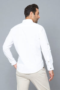 White Slim-Fit Long Sleeve Poplin Shirt - REDTAG