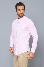 تنزيل الصورة على معرض الصور، Pink Slim-Fit Long Sleeve Birdseye Shirt - REDTAG
