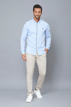 تنزيل الصورة على معرض الصور، Blue Slim-Fit Long Sleeve Birdseye Shirt - REDTAG
