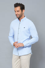 تنزيل الصورة على معرض الصور، Blue Slim-Fit Long Sleeve Birdseye Shirt - REDTAG
