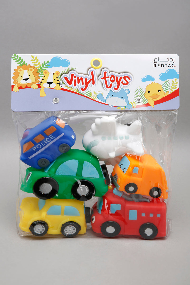 Assorted Cars and Plane Vinyl Bath Toys (Pack of 6)