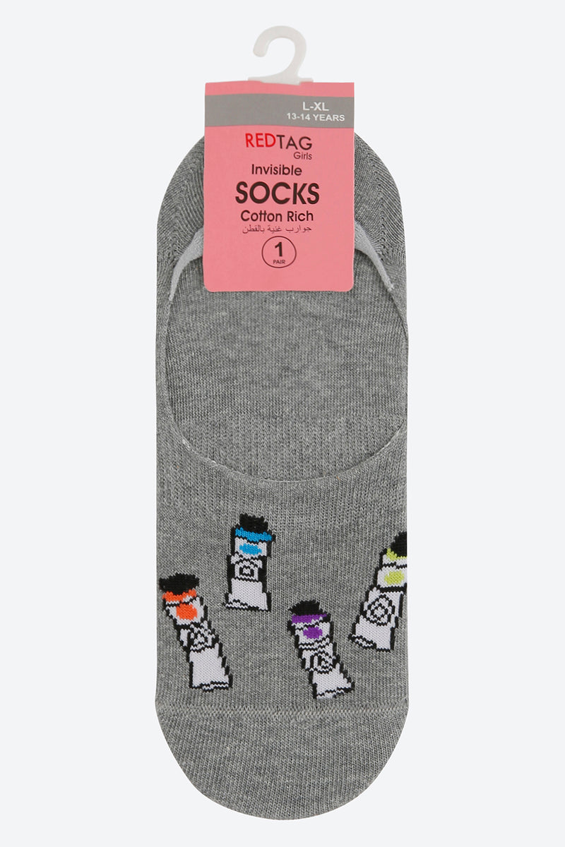 Grey Jacquard Invisible Socks - REDTAG