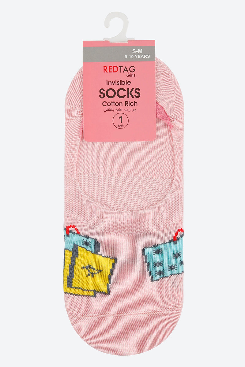 Pink Jacquard Invisible Socks - REDTAG