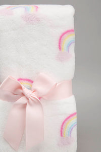White/Pink Baby Blanket With Toy Elephant - REDTAG