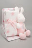 White/Pink Baby Blanket With Toy Rabbit - REDTAG