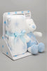 White/Blue Baby Blanket With Toy Bear - REDTAG