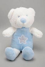 Load image into Gallery viewer, White/Blue Baby Blanket With Toy Bear - REDTAG
