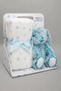 White/Blue Baby Blanket With Toy Rabbit - REDTAG