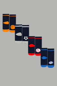 Assorted Sports Print Socks (4 Pack) - REDTAG