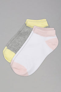 Grey/Yellow Ankle Socks (2-Pack)