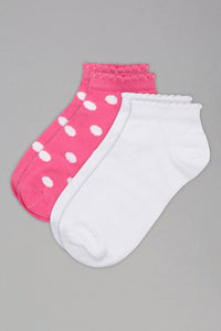 Pink/White Polka Dots Ankle Socks (2 Pack)