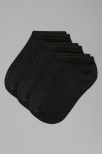 Black Plain Ankle Socks (3-Pack)