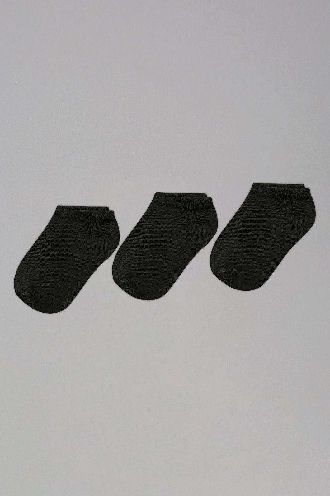 Black Plain Ankle Socks (3-Pack)