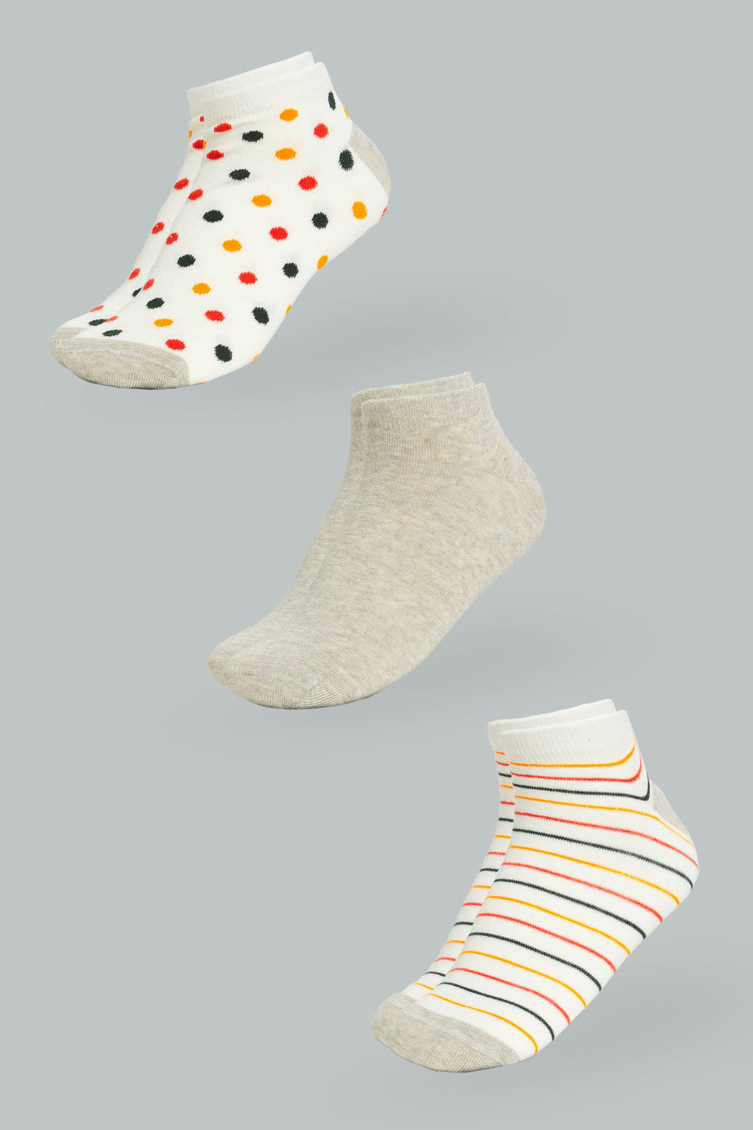 Redtag-Assorted-Printed-Ankle-Socks-(Pack-Of-3)-365,-Colour:Assorted,-Filter:Women's-Clothing,-Non-Sale,-Section:Women,-Women-Socks-Women's-