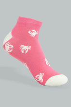 Load image into Gallery viewer, Redtag-Pink/White-Printed-Ankle-Socks-(5-Pack)-365,-Colour:Assorted,-Filter:Women&#39;s-Clothing,-Non-Sale,-Section:Women,-Women-Socks-Women&#39;s-
