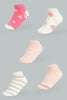 Redtag-Pink/White-Printed-Ankle-Socks-(5-Pack)-365,-Colour:Assorted,-Filter:Women's-Clothing,-Non-Sale,-Section:Women,-Women-Socks-Women's-