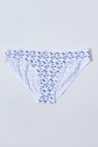 Blue/White Printed Bikini Briefs (Pack Of 5)