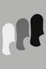 Black/White/Grey Plain Sports Socks (3-Pack)