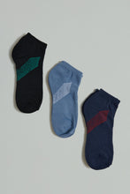 Load image into Gallery viewer, Black/Blue/Navy Ankle Sports Socks (Pack of 3)
