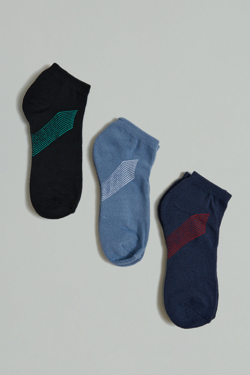 Black/Blue/Navy Ankle Sports Socks (Pack of 3)
