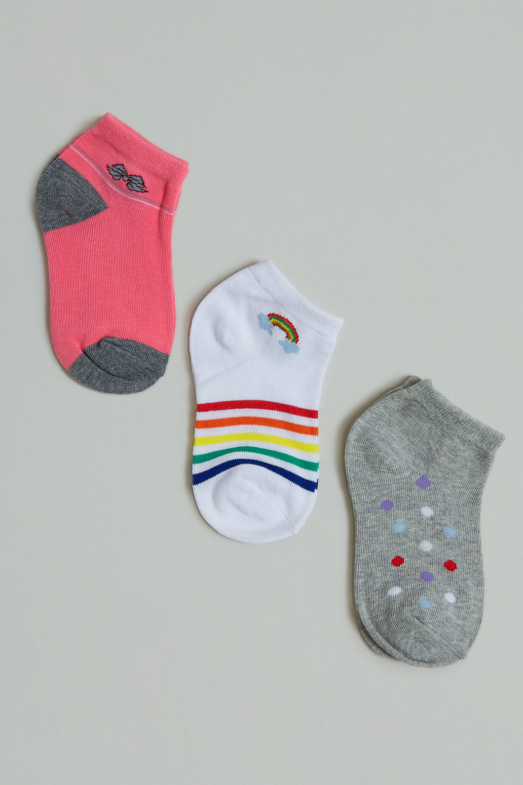 Pink/White/Grey Jacquard Design Socks (3-Pack)