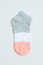 Load image into Gallery viewer, Peach/White Stripe Polka Ankle Socks (3-Pack)
