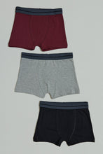 Load image into Gallery viewer, Burgundy/Grey/Black Plain Trunks (Pack of 3)
