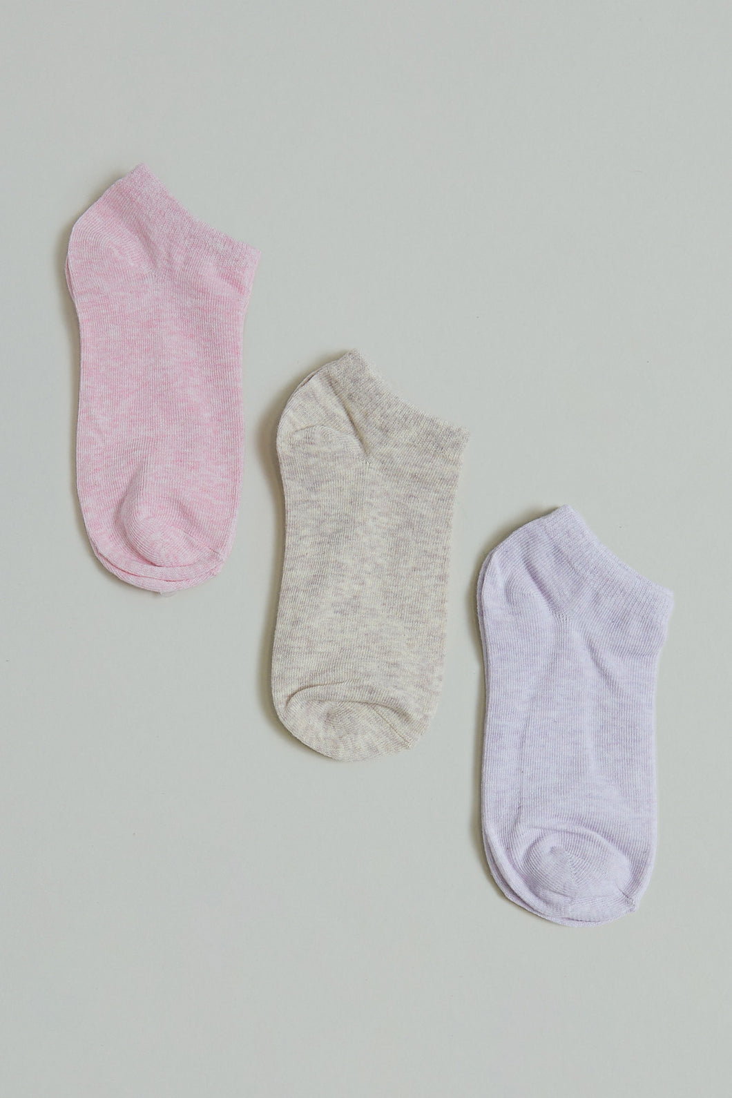 Blush/Maroon/Purple Melange Ankle Socks (3-Pack)