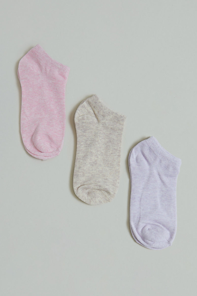 Blush/Maroon/Purple Melange Ankle Socks (3-Pack)