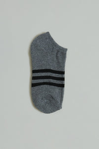 Grey/White/Black Ankle Socks (3-Pack)