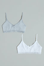Load image into Gallery viewer, Grey Stripes/White Plain Bras (Pack of 2)

