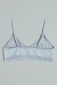 Grey Stripes/White Plain Bras (Pack of 2)