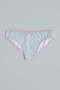 Grey Floral and Pink Hipster Briefs (Pack of 2)