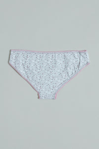 Grey Floral and Pink Hipster Briefs (Pack of 2)